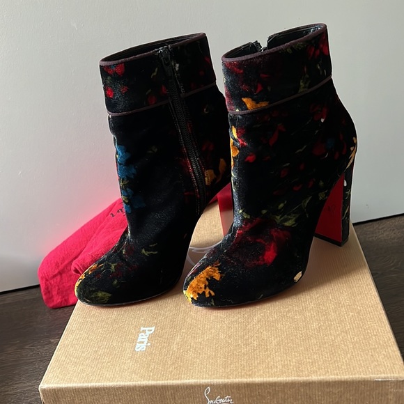Christian Louboutin Moulamax 100 Floral Print Boots - Picture 3 of 4